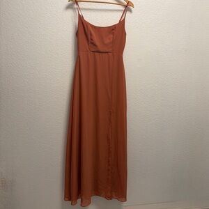 Birdy Grey Formal bridesmaid dress Women’s Size Small Rust colored slit to thigh